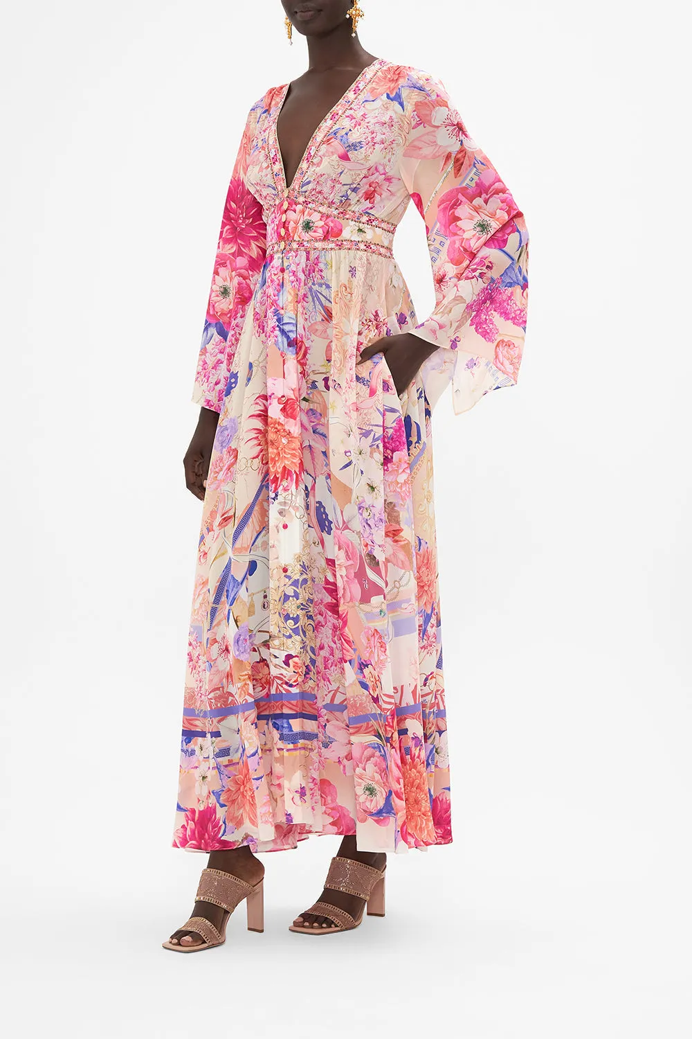 KIMONO SLEEVE DRESS WITH SHIRRING DETAIL ROSE BED RENDEZVOUS sold by Camilla product image thumbnail 4