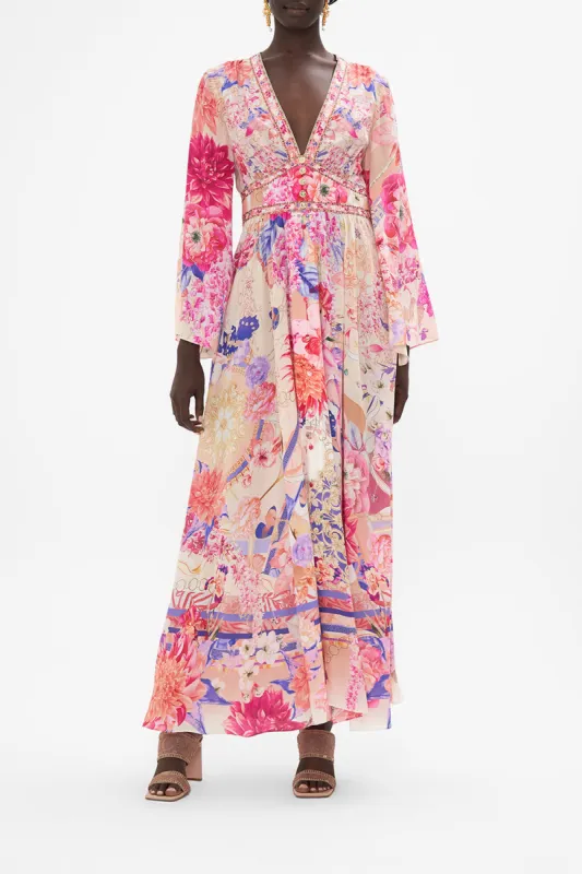 KIMONO SLEEVE DRESS WITH SHIRRING DETAIL ROSE BED RENDEZVOUS sold by Camilla