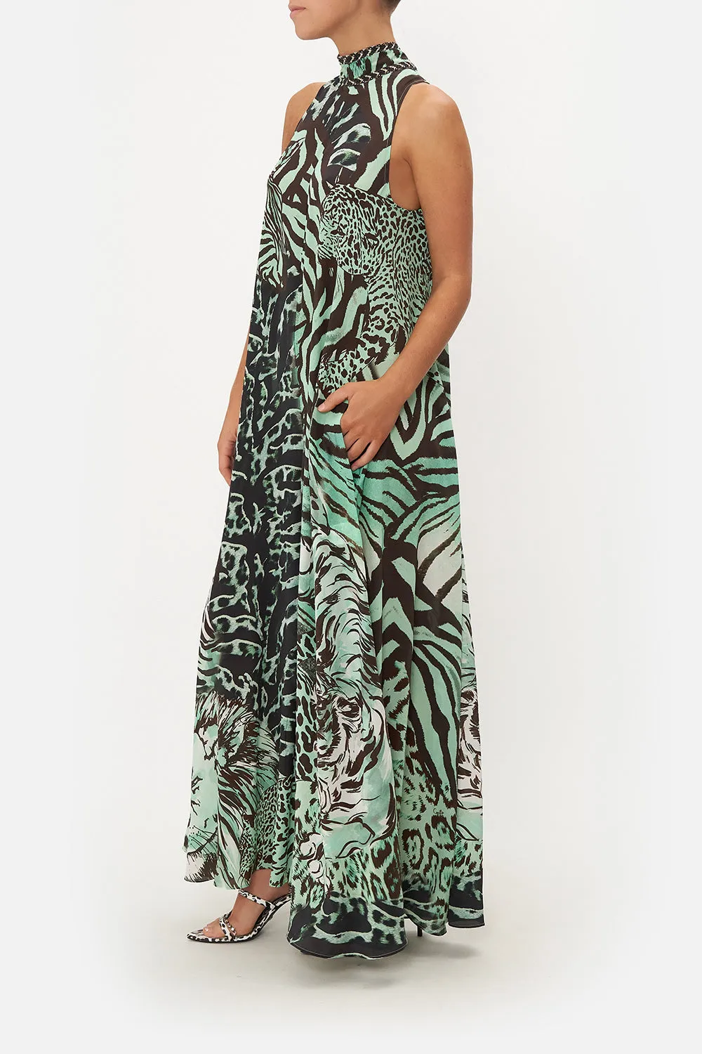 HIGH NECK WIDE FLARED JUMPSUIT LEOPARD LORE sold by Camilla product image thumbnail 4