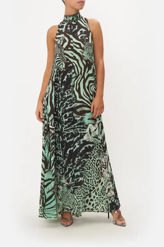 HIGH NECK WIDE FLARED JUMPSUIT LEOPARD LORE sold by Camilla