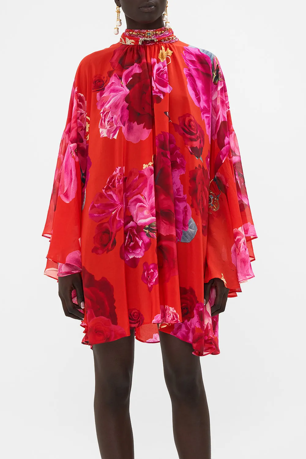 HIGH NECK RUFFLE SWING DRESS ITALIAN ROSA sold by Camilla product image thumbnail 5