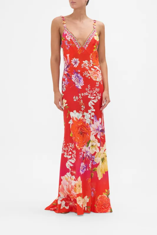 V NECK FULL LENGTH BIAS SLIP DRESS KISS AND TELL sold by Camilla
