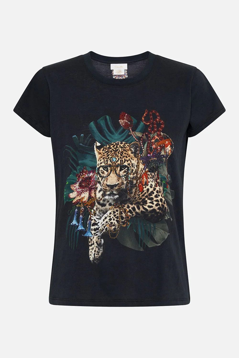 SLIM FIT ROUND NECK T-SHIRT PASSPORT TO PARADISE sold by Camilla product image thumbnail 3