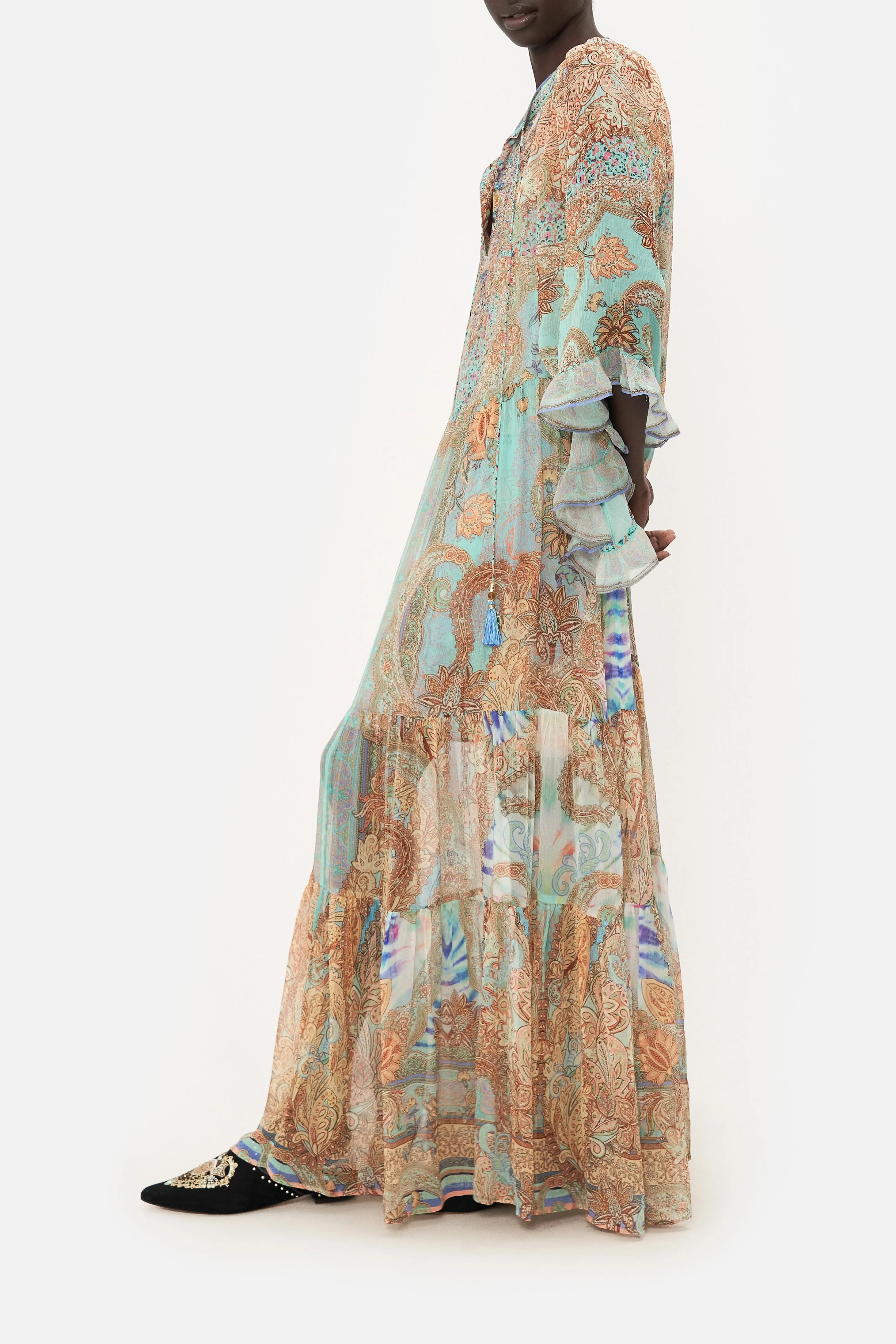 WIDE SLEEVE GATHERED DRESS MAKE LOVE NOT WAR sold by Camilla product image thumbnail 4