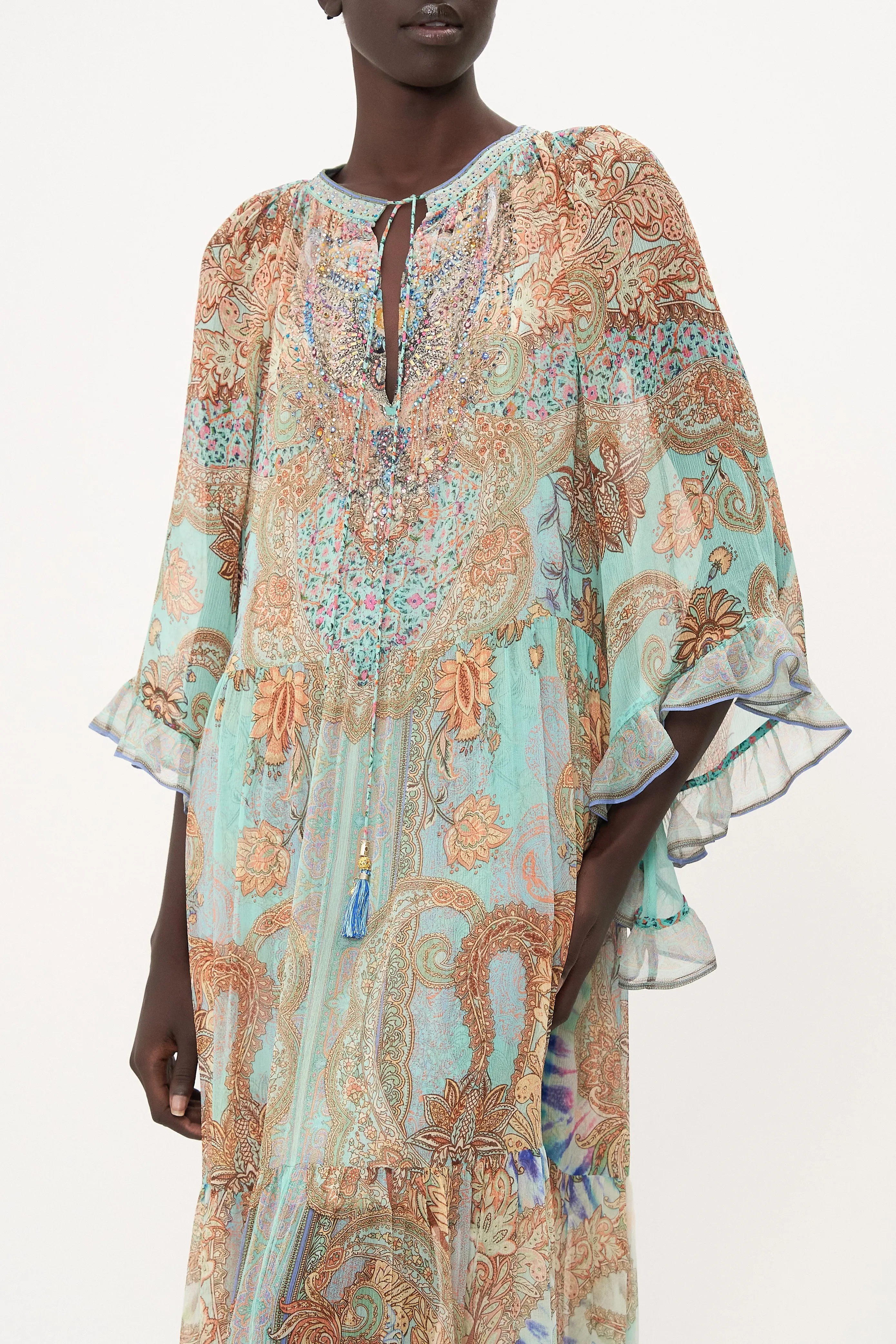 WIDE SLEEVE GATHERED DRESS MAKE LOVE NOT WAR sold by Camilla product image thumbnail 5