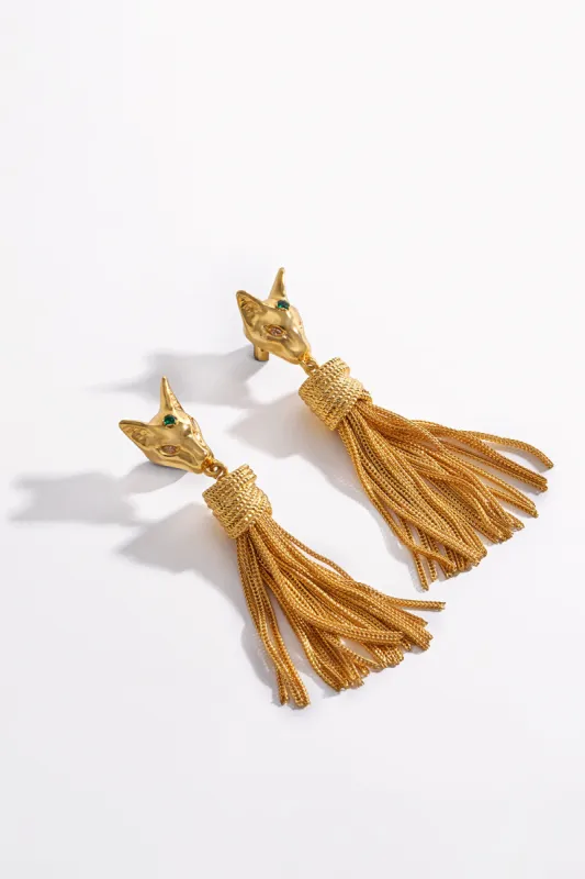 GLOBAL NOMAD BASTET EARRINGS GOLD sold by Camilla