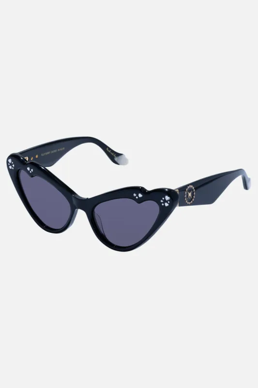 FLUTTERBY SUNGLASSES SOLID BLACK sold by Camilla