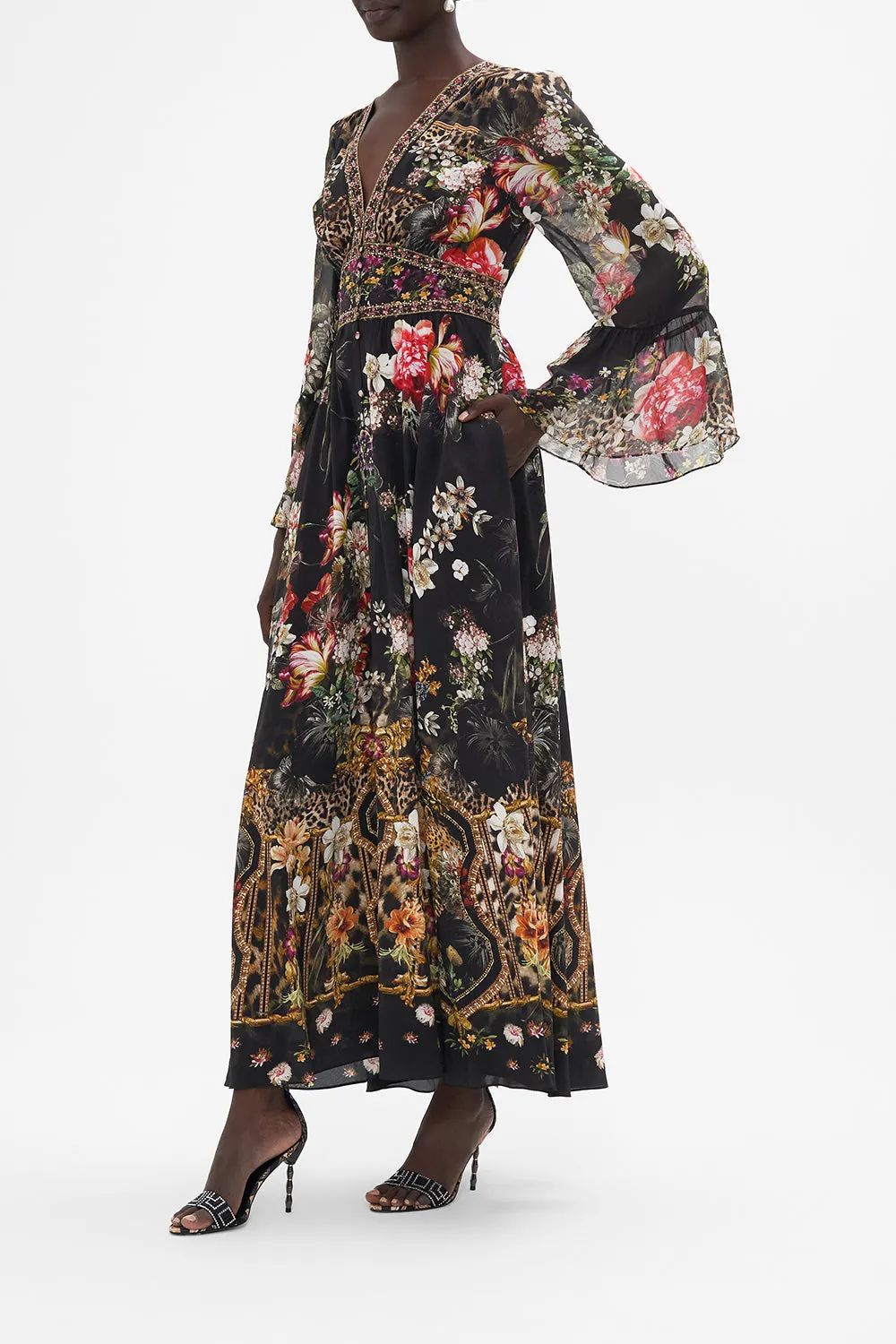 SHAPED WAISTBAND DRESS WITH RUFFLE FRILL SLEEVES A NIGHT AT THE OPERA sold by Camilla product image thumbnail 4