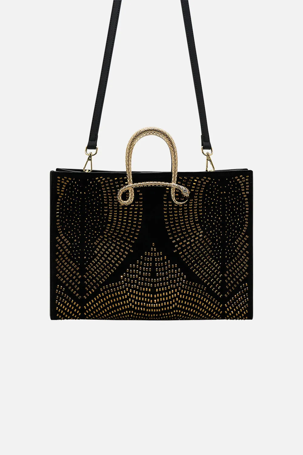 EAST WEST TOTE WITH SNAKE HANDLE SOLID BLACK sold by Camilla product image thumbnail 4