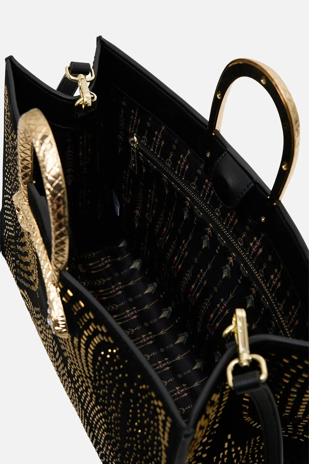 EAST WEST TOTE WITH SNAKE HANDLE SOLID BLACK sold by Camilla product image thumbnail 5
