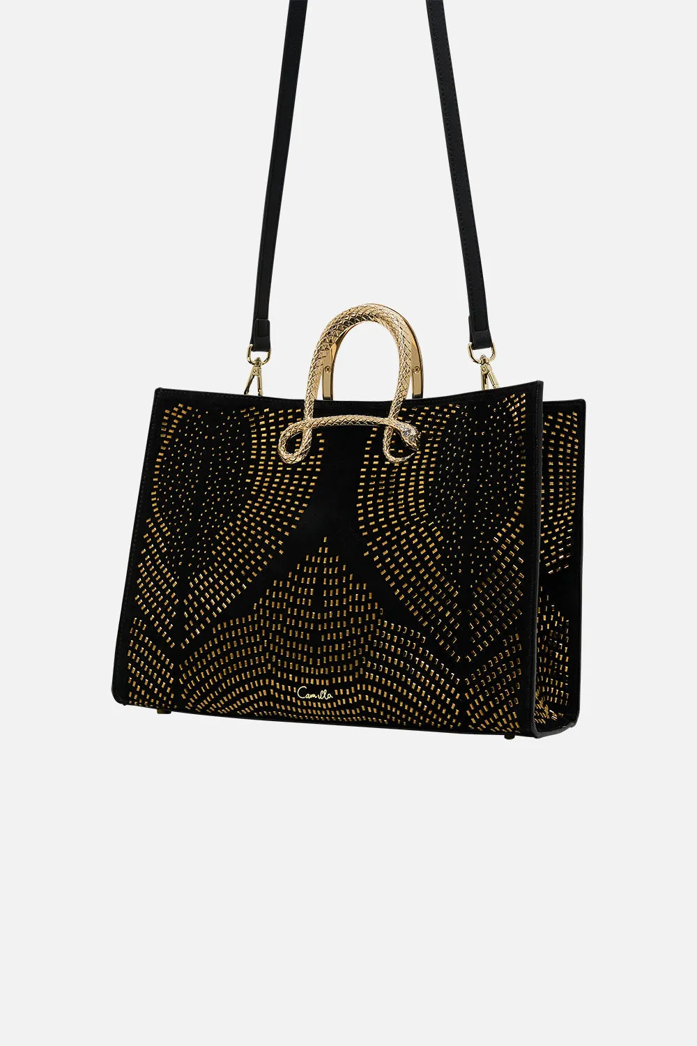 EAST WEST TOTE WITH SNAKE HANDLE SOLID BLACK sold by Camilla product image thumbnail 3
