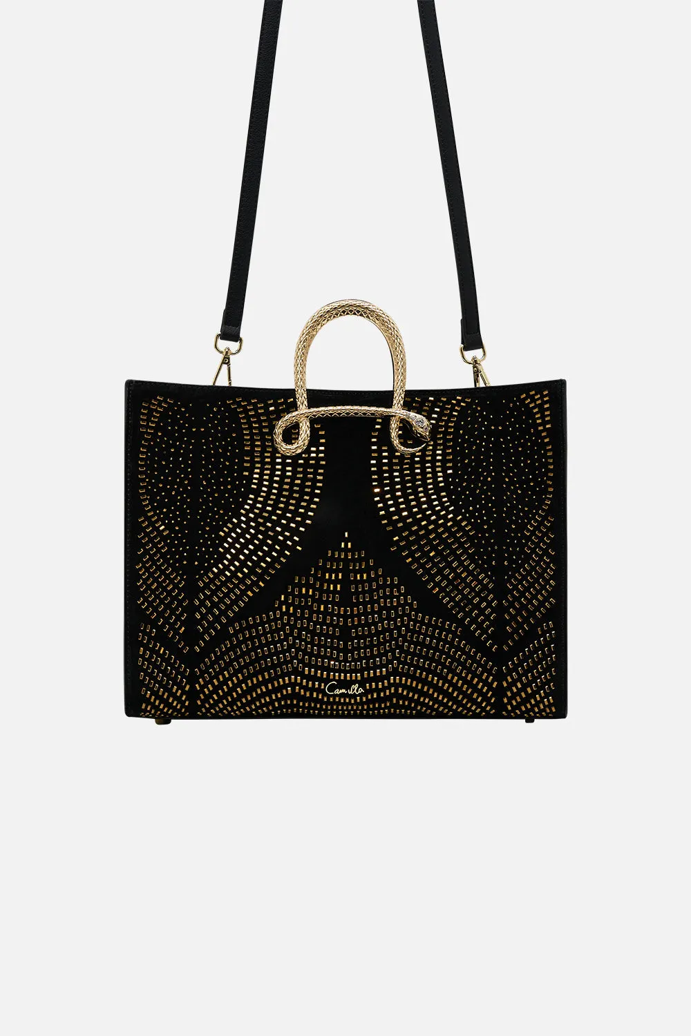 EAST WEST TOTE WITH SNAKE HANDLE SOLID BLACK sold by Camilla product image thumbnail 2