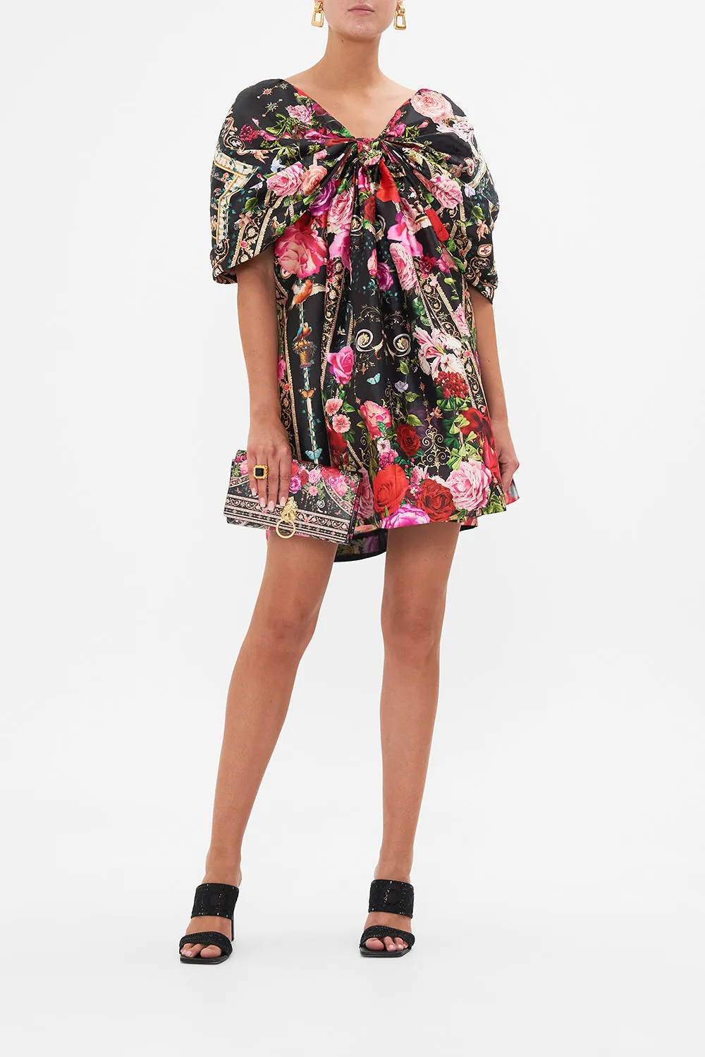 TAFFETA BOW MINI DRESS RESERVATION FOR LOVE sold by Camilla