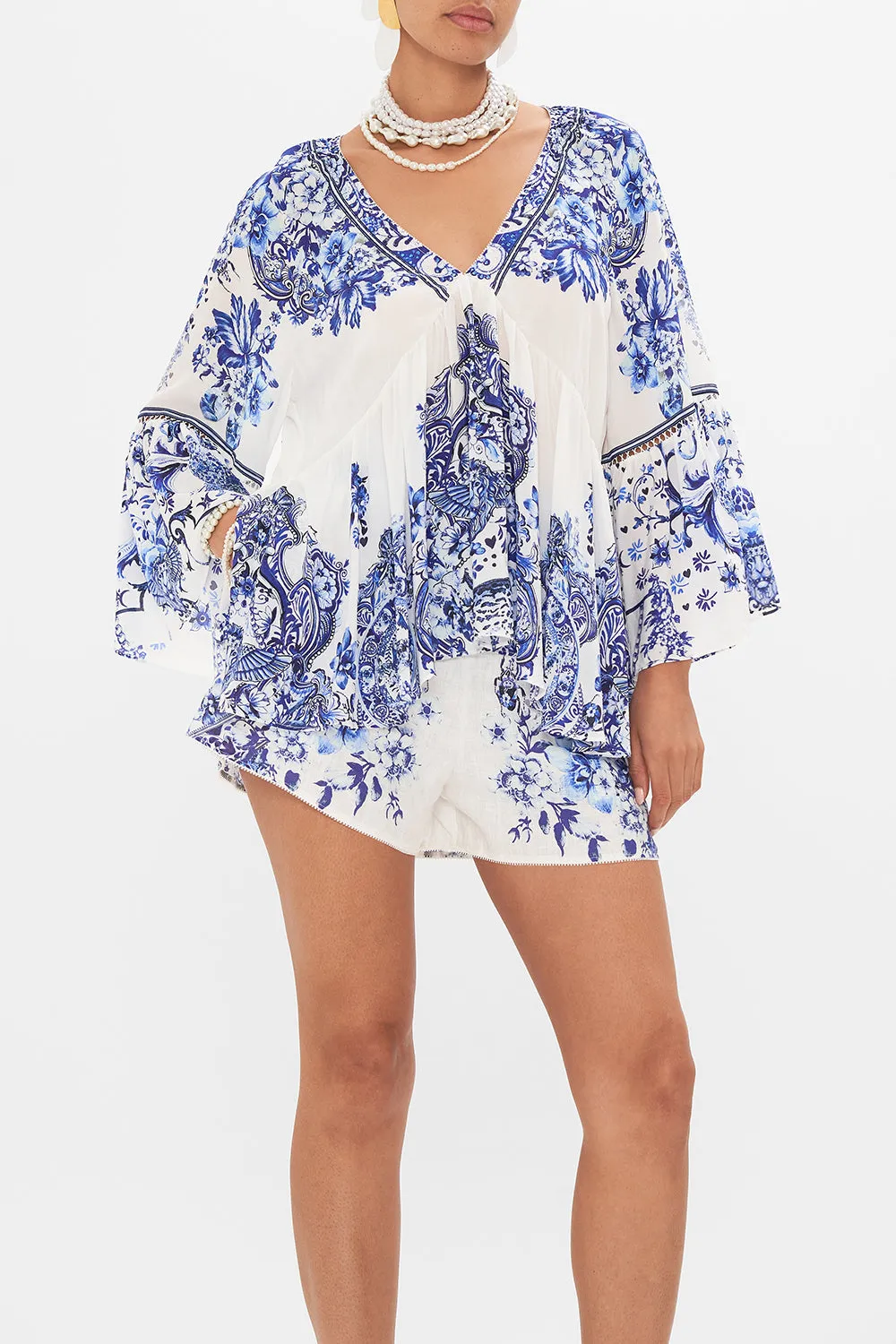 RAGLAN BLOUSE WITH SLEEVE RUFFLE GLAZE AND GRAZE sold by Camilla product image thumbnail 5