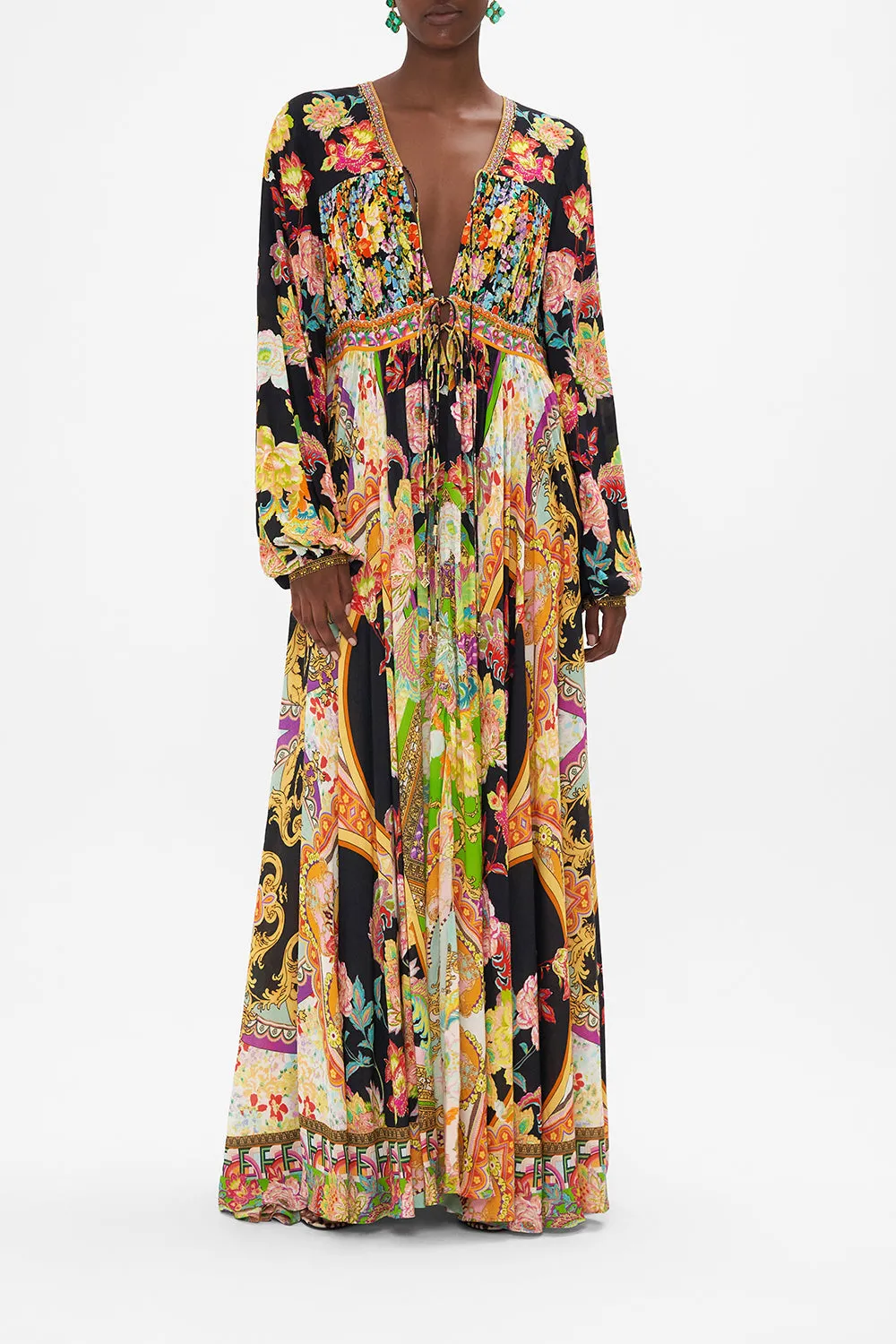 PEASANT DRESS WITH TIE FRONT SUNDOWNERS IN SICILY sold by Camilla