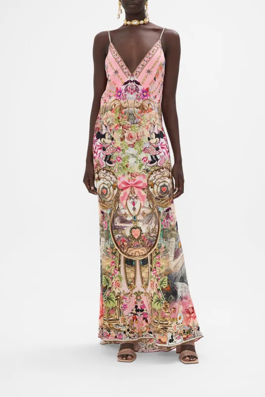 V NECK FULL LENGTH BIAS SLIP DRESS MINNIE MOUSE MAGIC made by Camilla