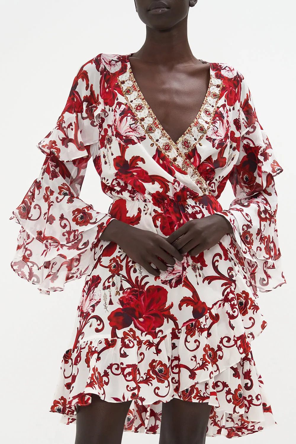 SHORT WRAP DRESS WITH RUFFLES CROWN OF THORNS sold by Camilla product image thumbnail 5