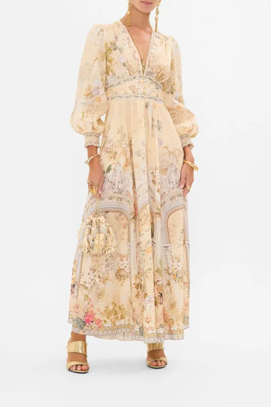 BUTTON DRESS WITH SHAPED WAISTBAND ADORNED IN ANTIQUITY sold by Camilla