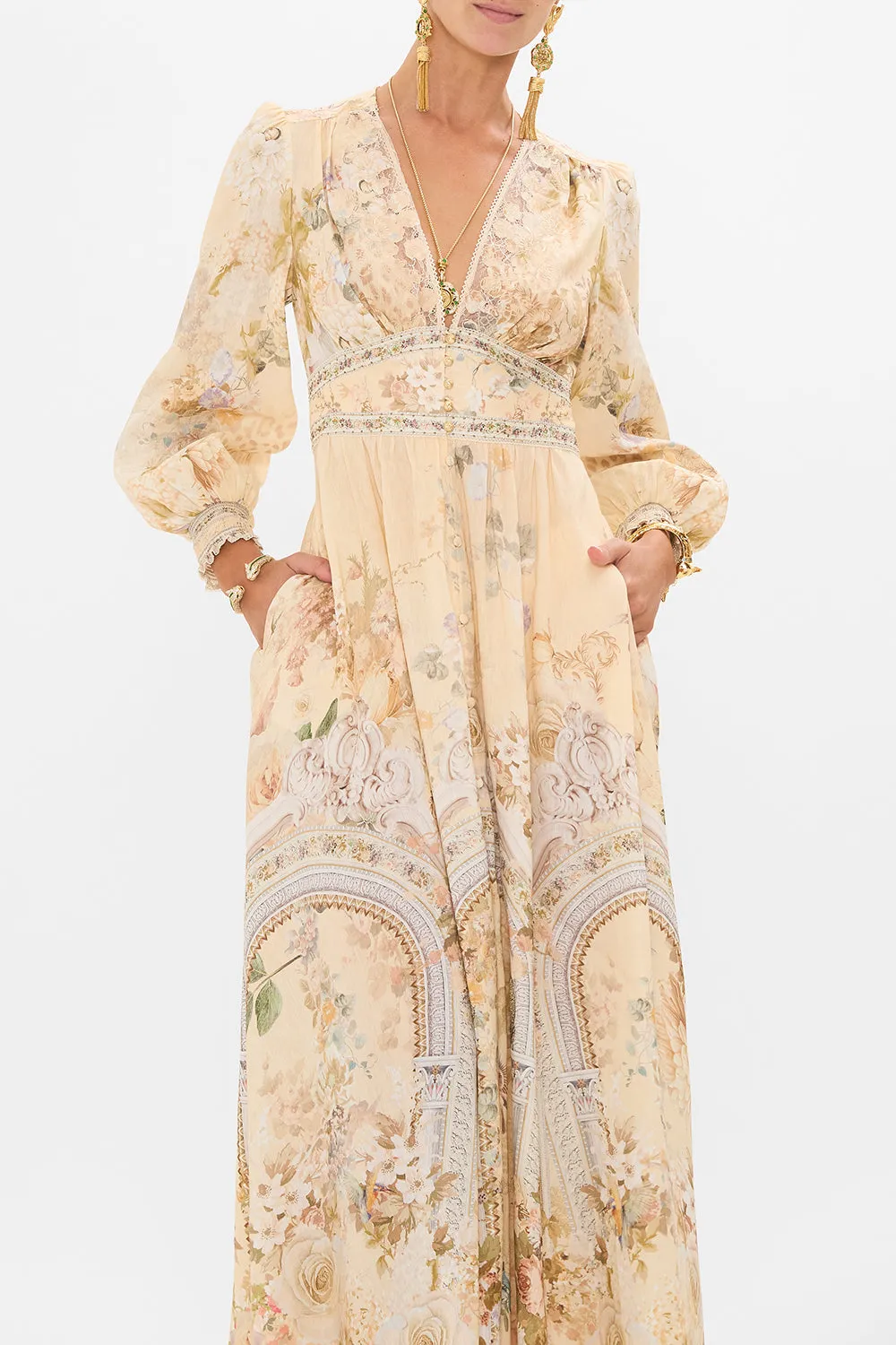 BUTTON DRESS WITH SHAPED WAISTBAND ADORNED IN ANTIQUITY sold by Camilla product image thumbnail 5