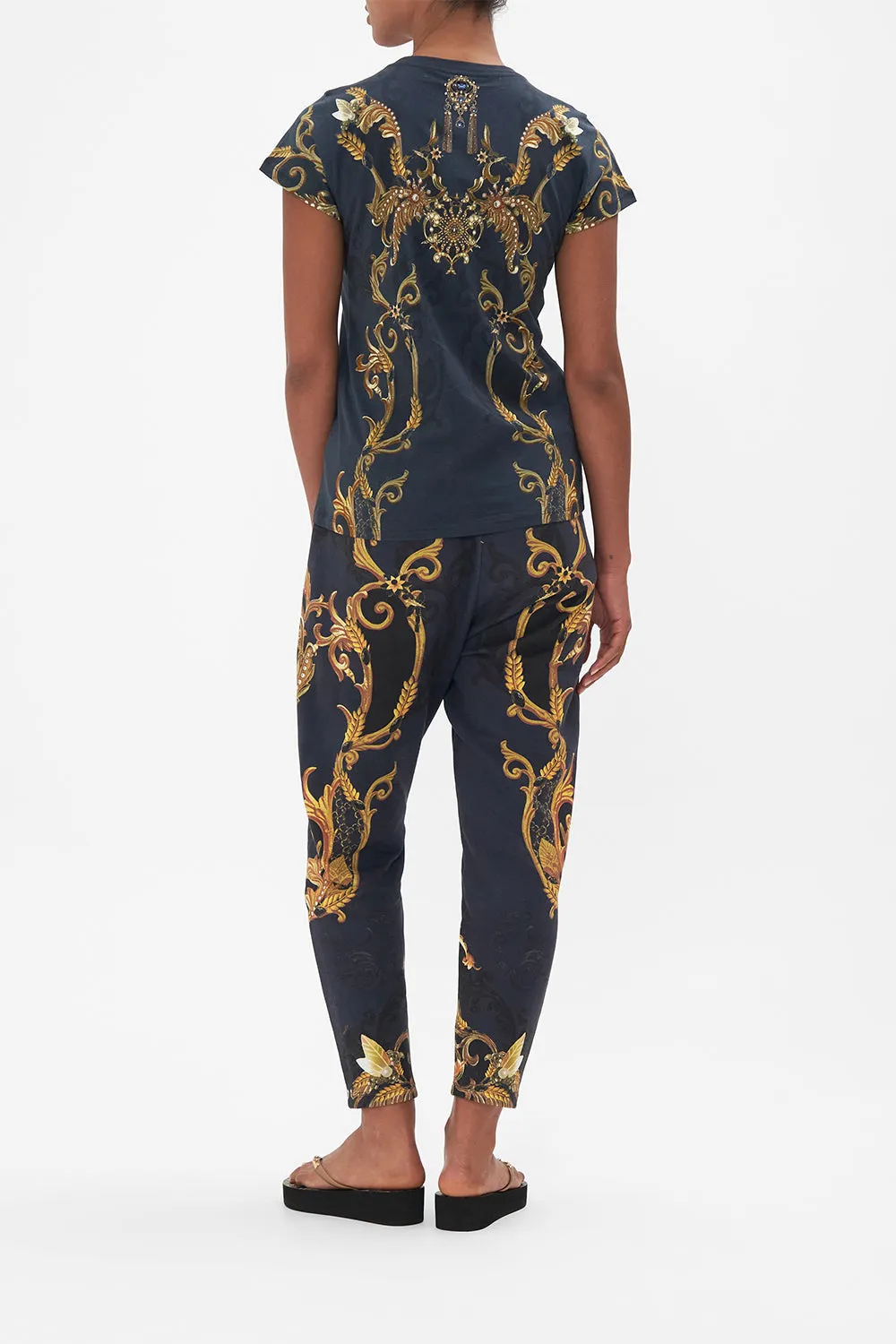 ORGANIC COTTON SLIM FIT TEE – GOLD/NAVY MOONLIGHT MELODIES sold by Camilla product image thumbnail 2