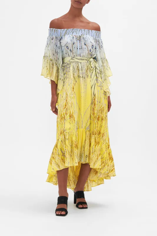 HIGH LOW HEM OFF SHOULDER DRESS MOON AND BACK sold by Camilla