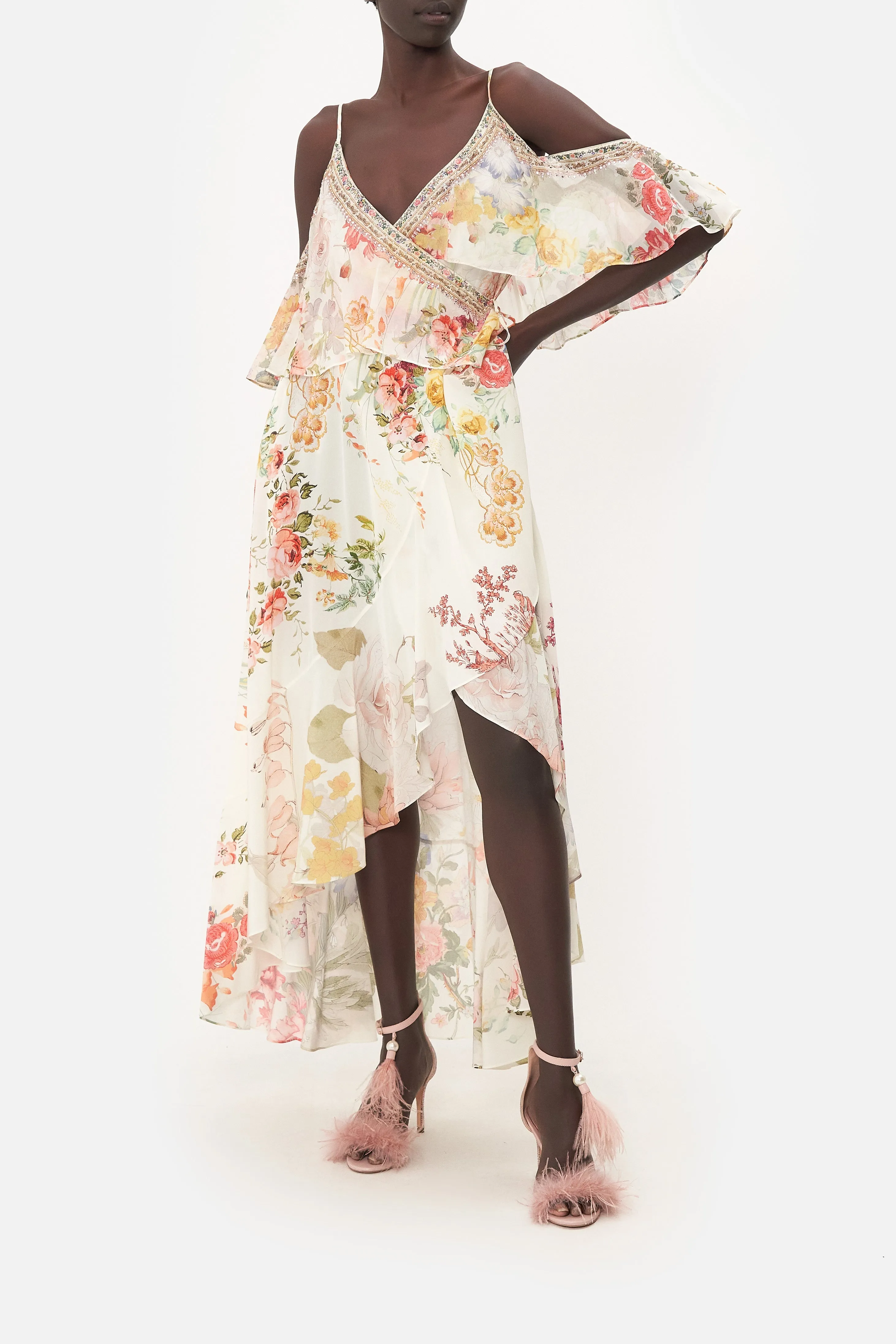 RUFFLE OVERLAYER WRAP DRESS ROMANTIC RITES sold by Camilla