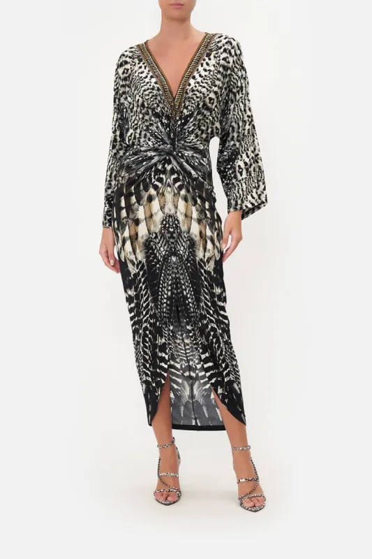 LONG SPLIT FRONT TWIST DRESS NIGHT OWL sold by Camilla