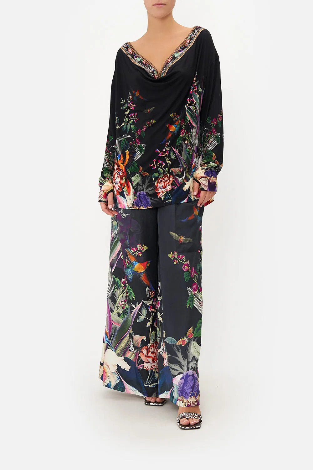 COWL BACK LONG SLEEVE TEE PARADISO PLACE sold by Camilla