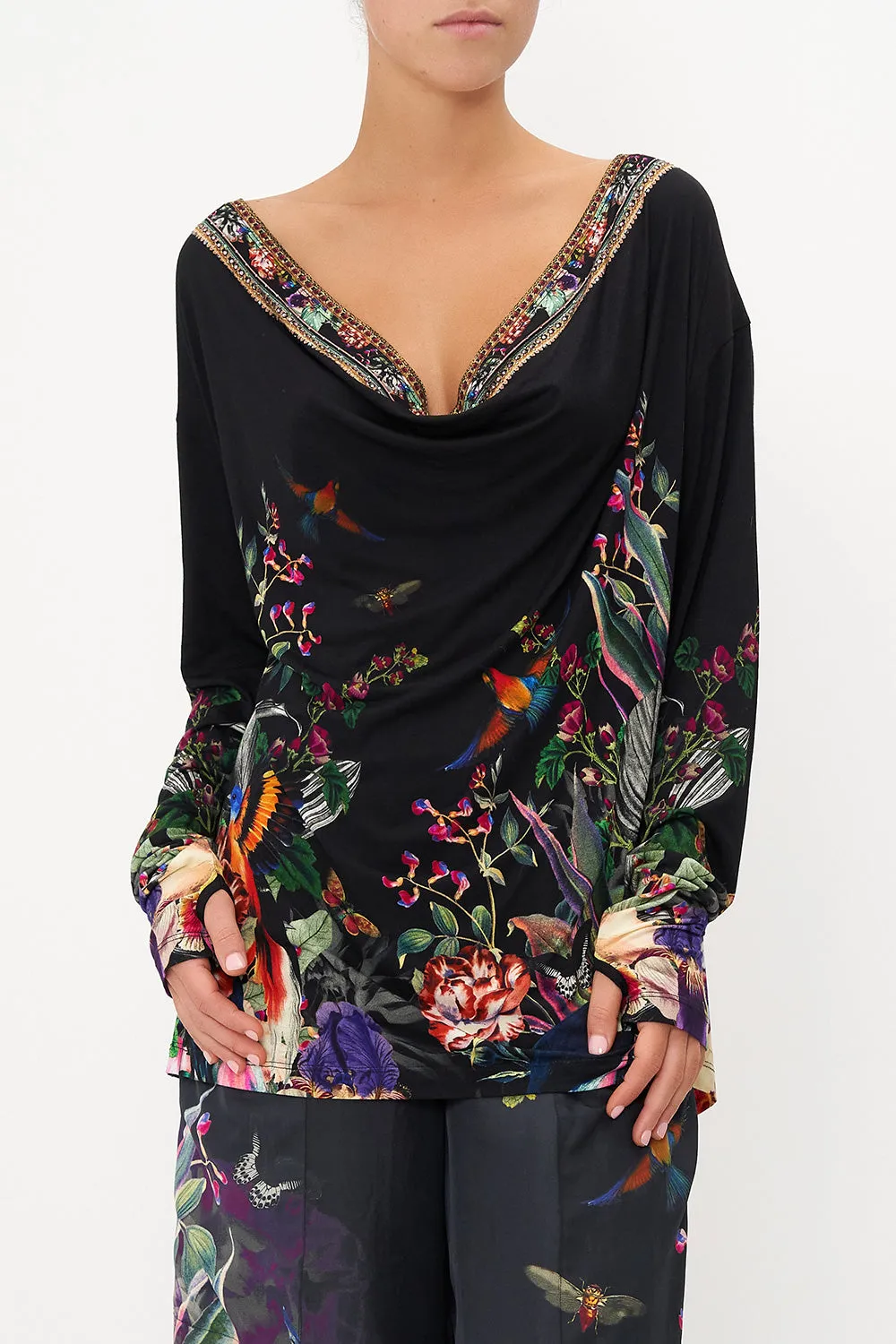 COWL BACK LONG SLEEVE TEE PARADISO PLACE sold by Camilla product image thumbnail 5