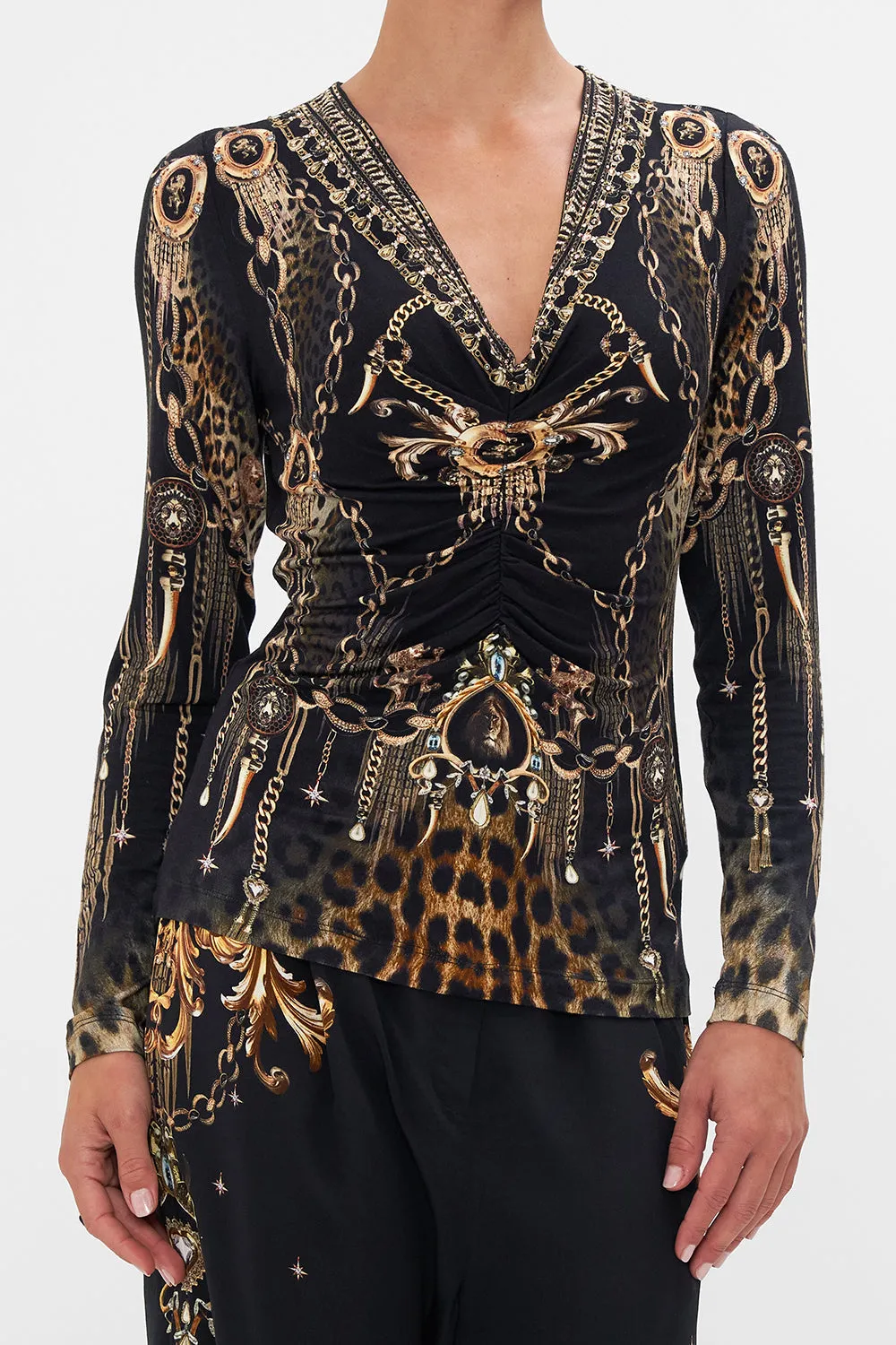 RUCHED LONG SLEEVE JERSEY TOP JUNGLE DREAMING sold by Camilla product image thumbnail 5