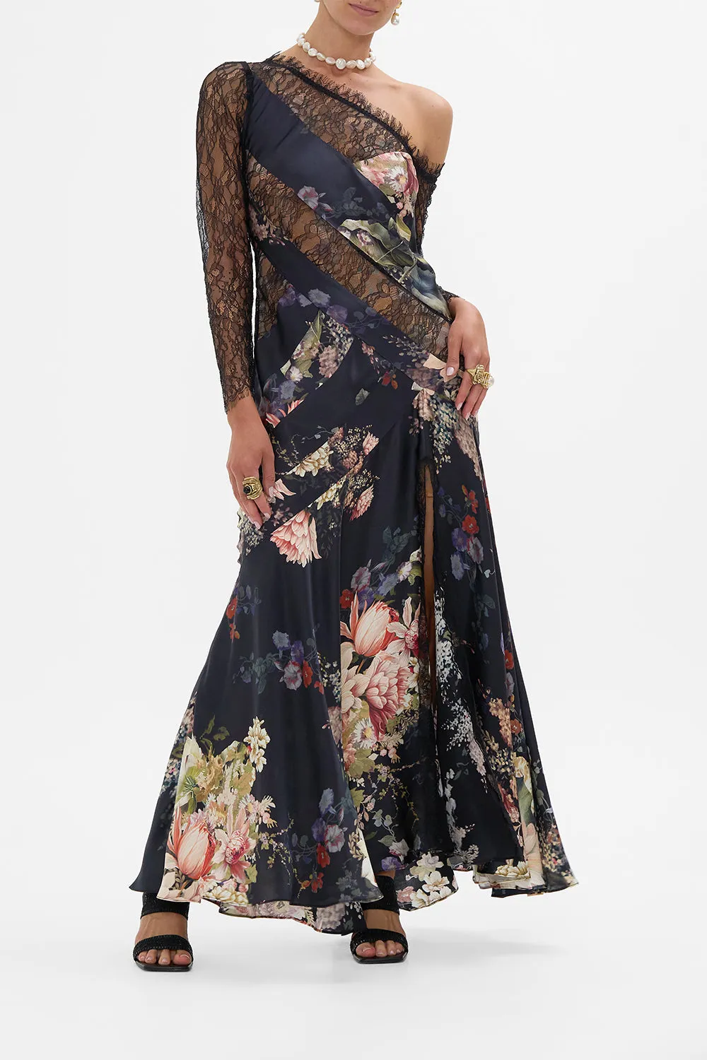 LACE SPLICE ONE SHOULDER DRESS DYNASTY DAZE sold by Camilla