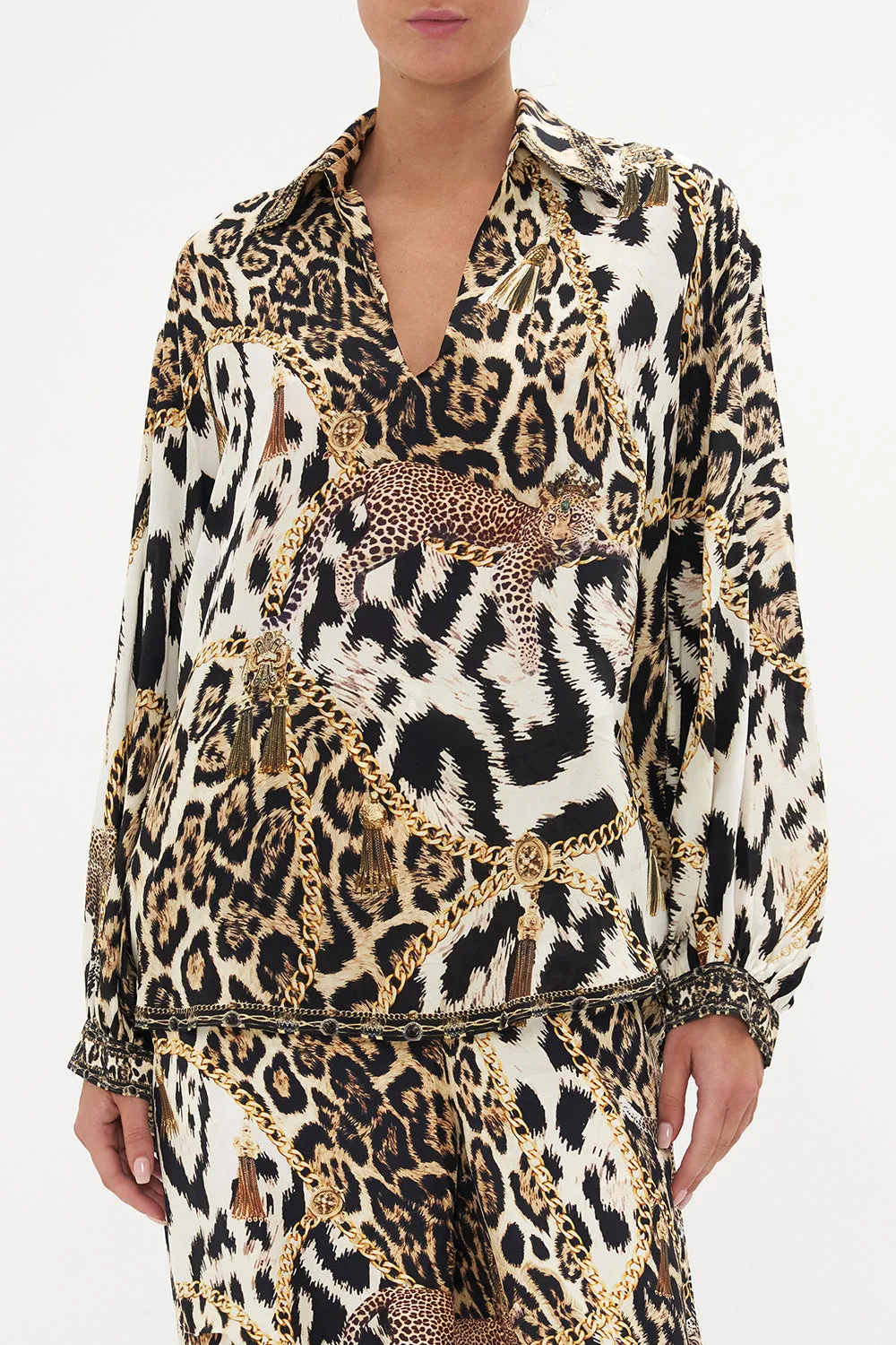 V-NECK BLOUSE WITH COLLAR ROLE CALL sold by Camilla product image thumbnail 5