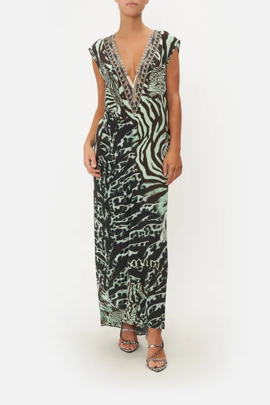 SLEEVELESS DRAPE BACK DRESS LEOPARD LORE sold by Camilla