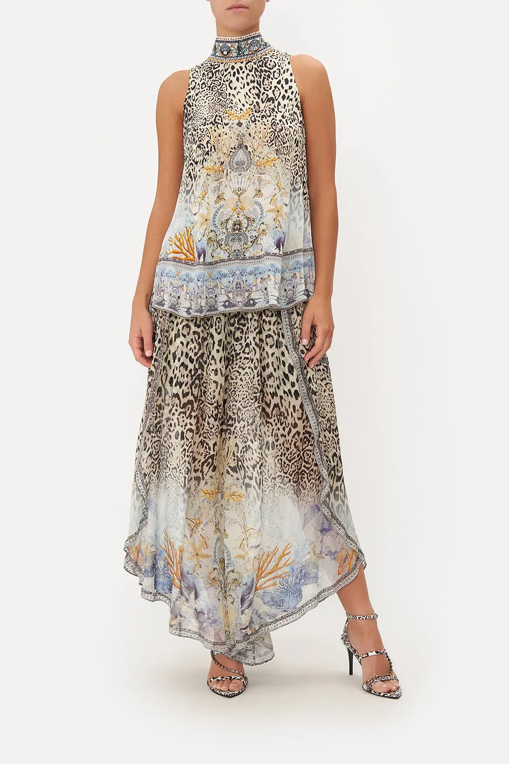 HIGH NECK TOP WITH BACK NECK TIE SEAHORSE SONNET sold by Camilla