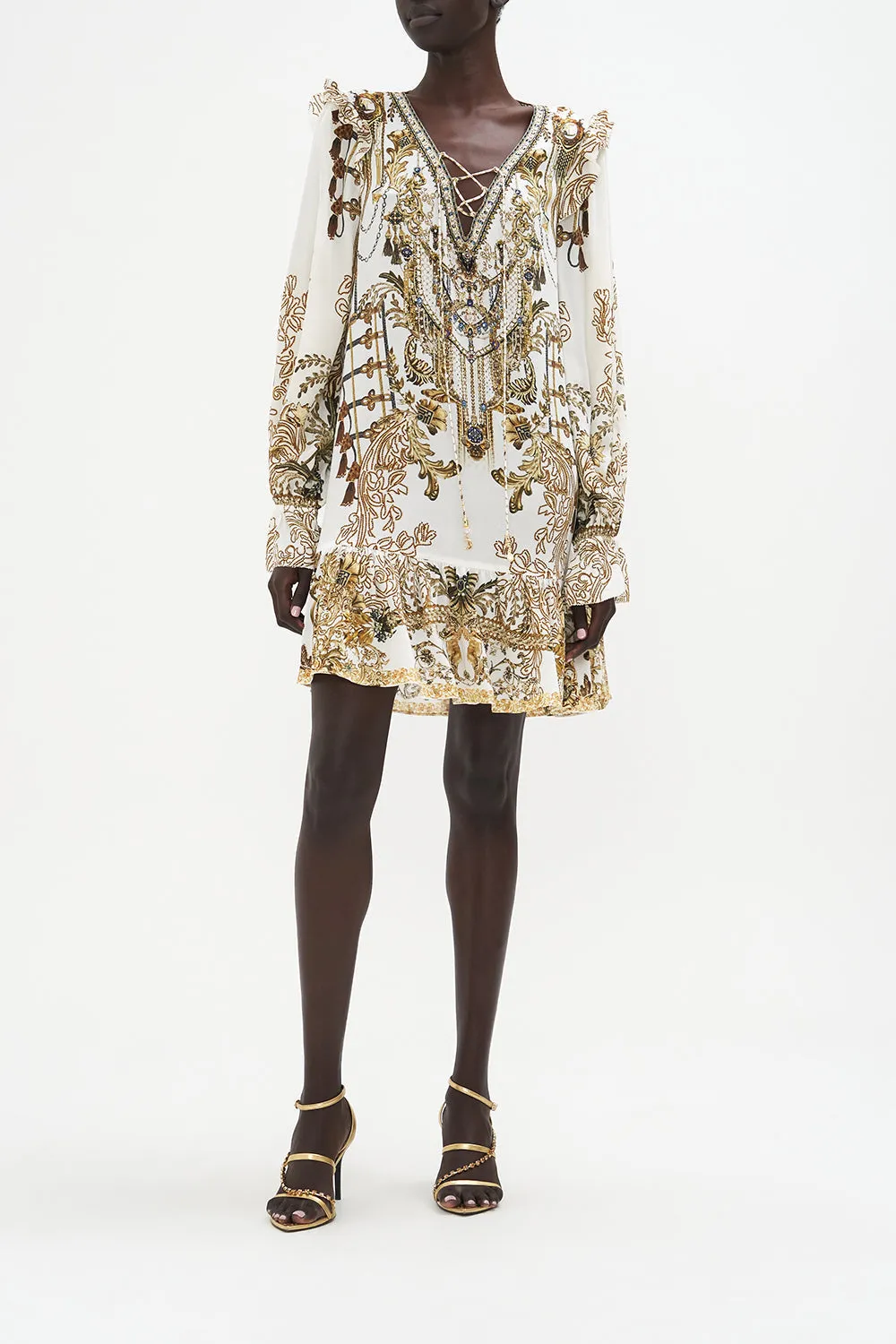 RUFFLE LACE UP DRESS ROAD TO RICHESSE sold by Camilla