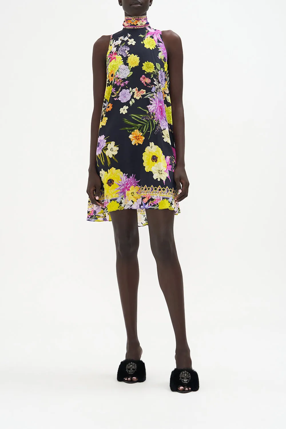 BACK NECK TIE SHORT DRESS PEACE BE WITH YOU sold by Camilla