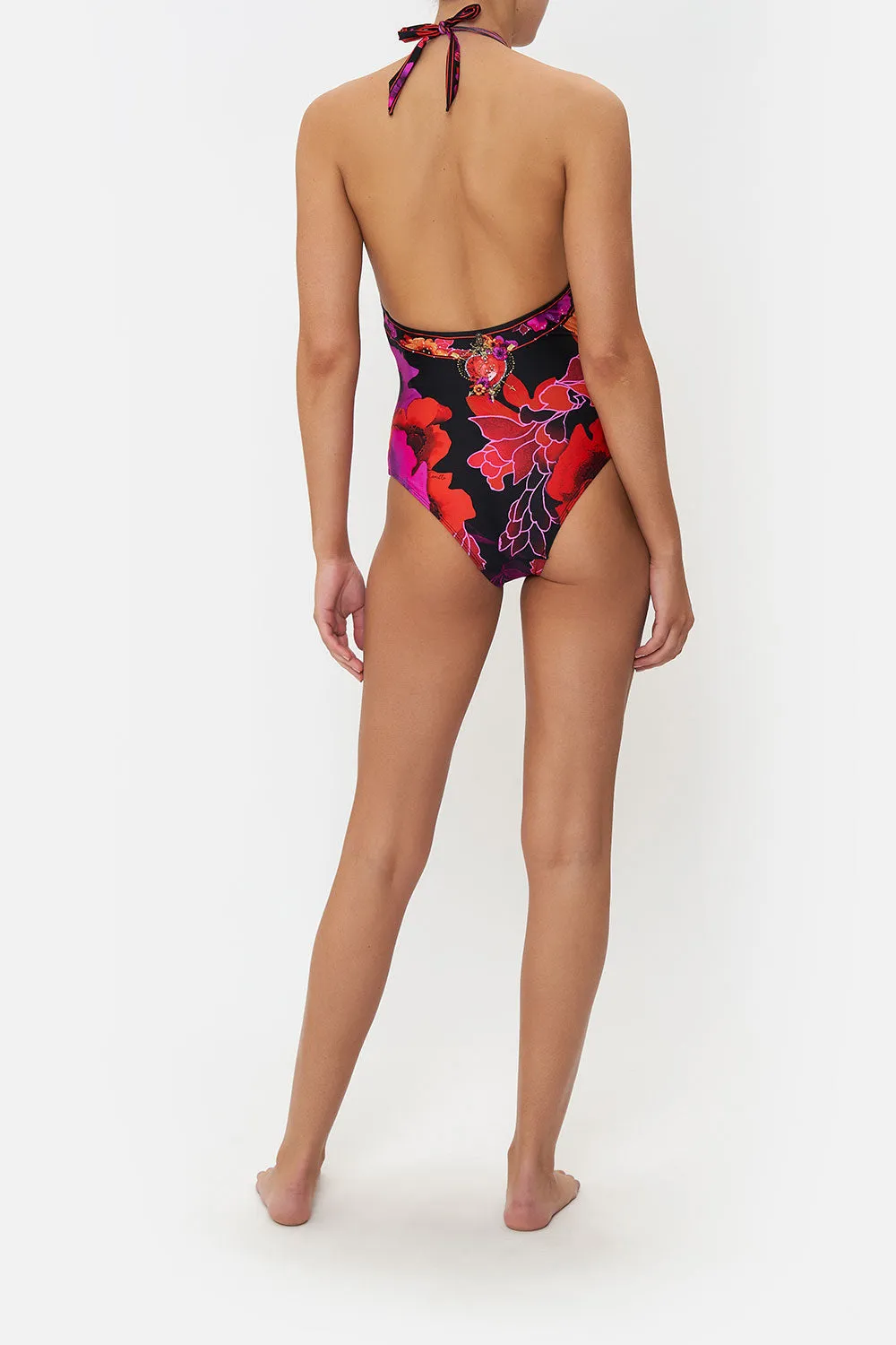 PLUNGE V HALTER ONE PIECE MIDNIGHT POPPY sold by Camilla product image thumbnail 2