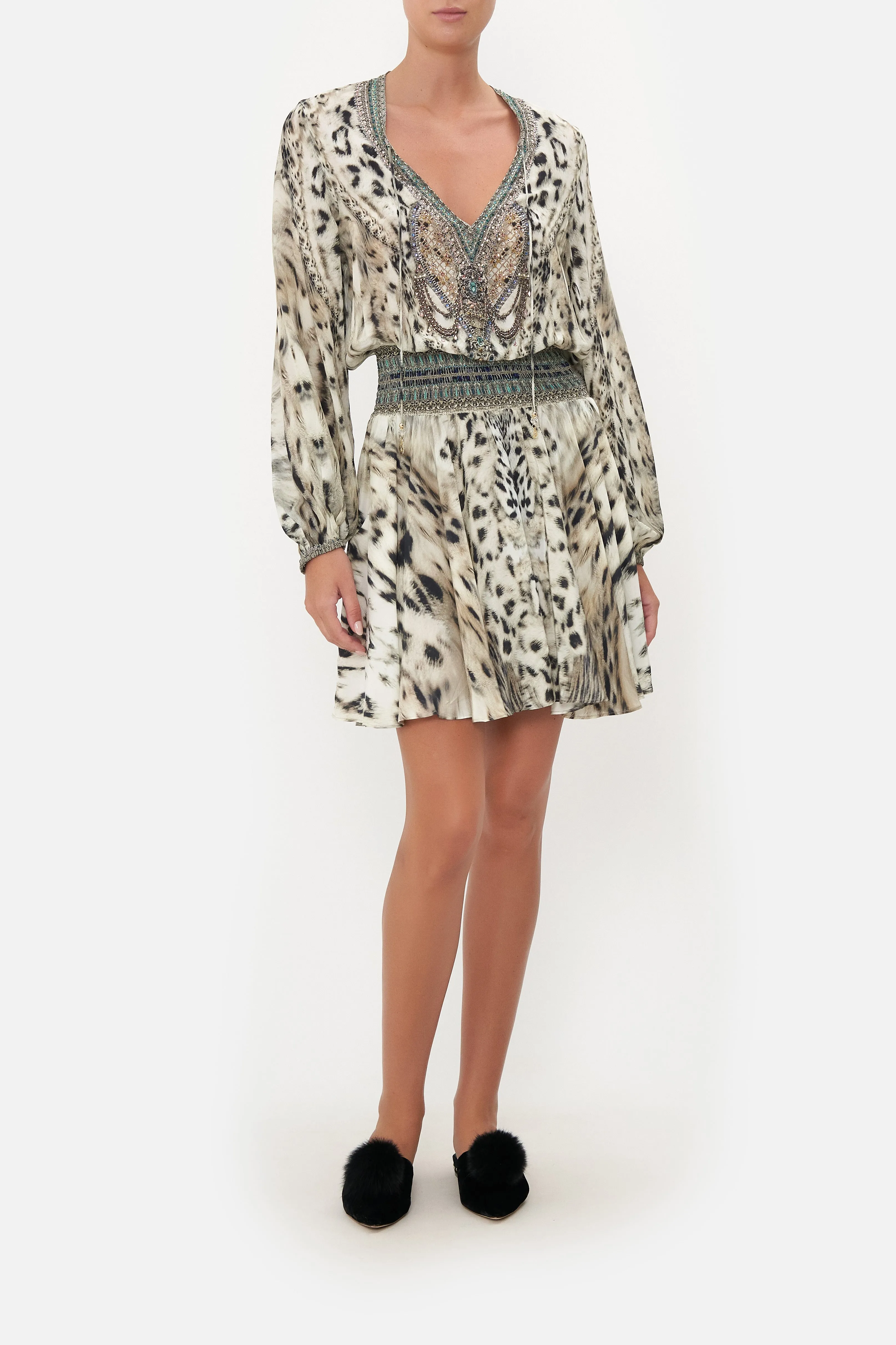 SHIRRED RELAXED SHORT DRESS SNOW WHISPERS sold by Camilla