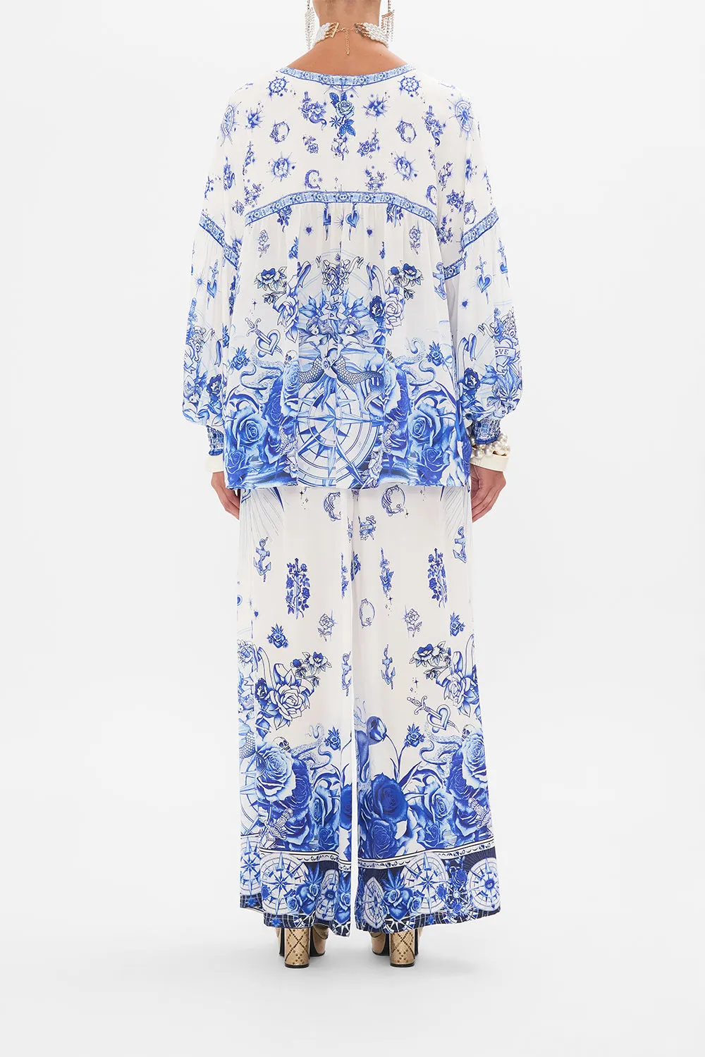 BLOUSON BLOUSE WITH NECK TIE IMMORTAL INK sold by Camilla product image thumbnail 2