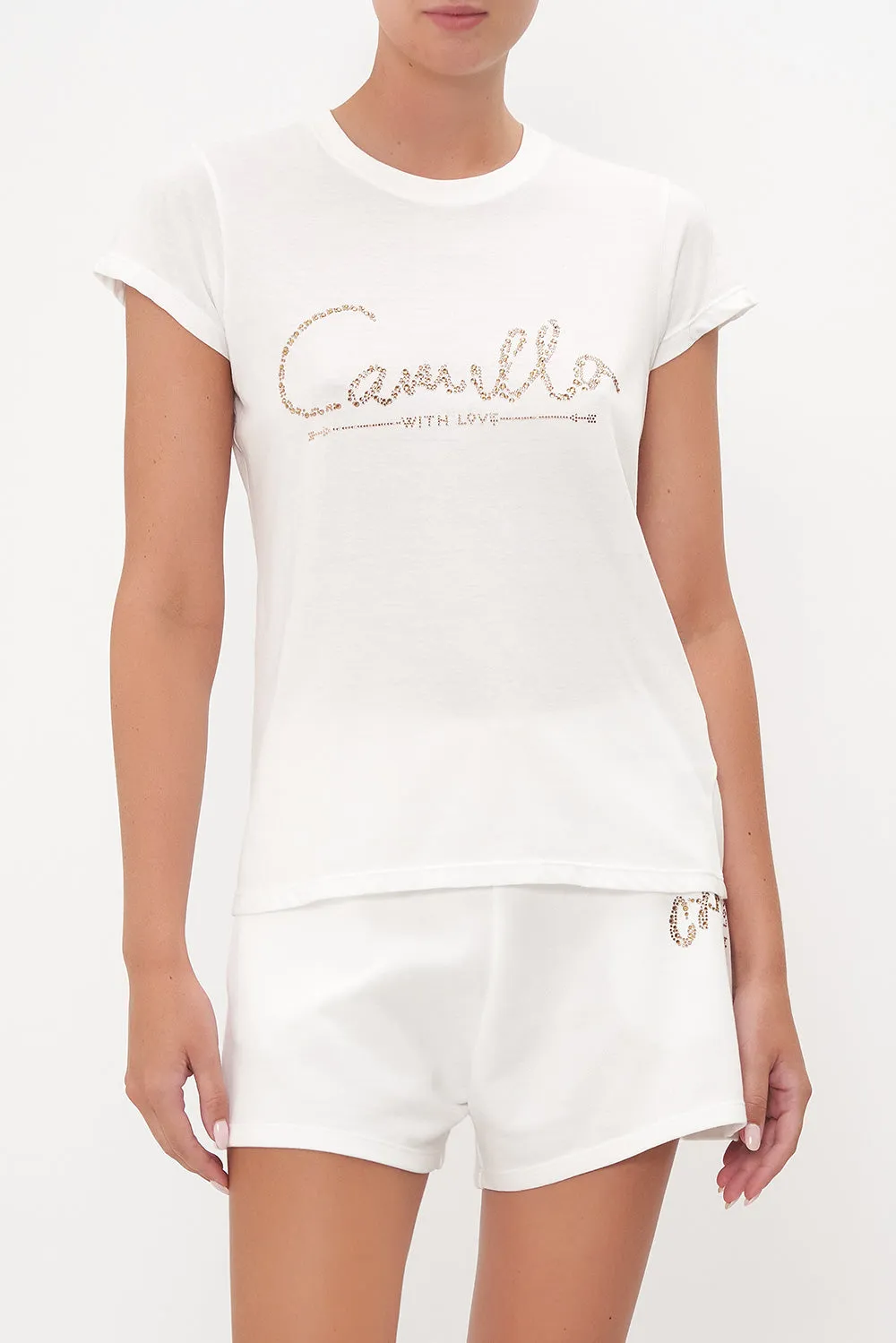 SLIM FIT ROUND NECK T-SHIRT LOGO CAPSULE - SOLID WHITE sold by Camilla product image thumbnail 5