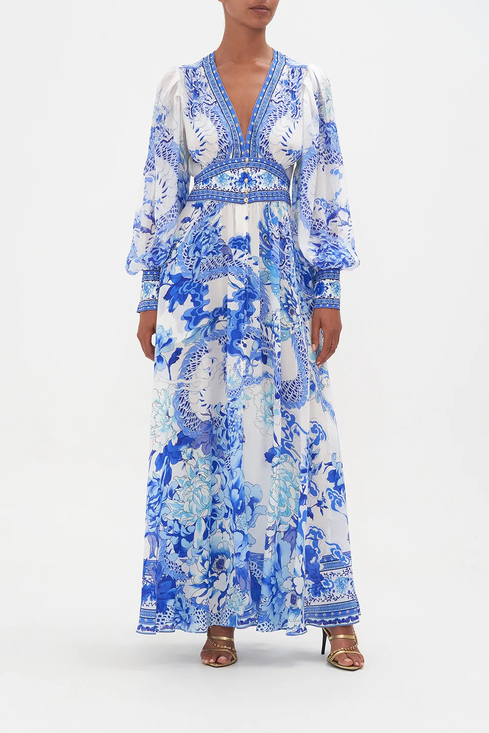 BUTTON DRESS WITH SHAPED WAISTBAND AND GATHERED SLEEVES HEART OF A DRAGON sold by Camilla