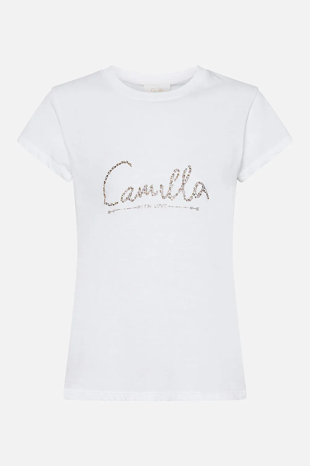SLIM FIT ROUND NECK T-SHIRT LOGO CAPSULE - SOLID WHITE sold by Camilla product image thumbnail 3