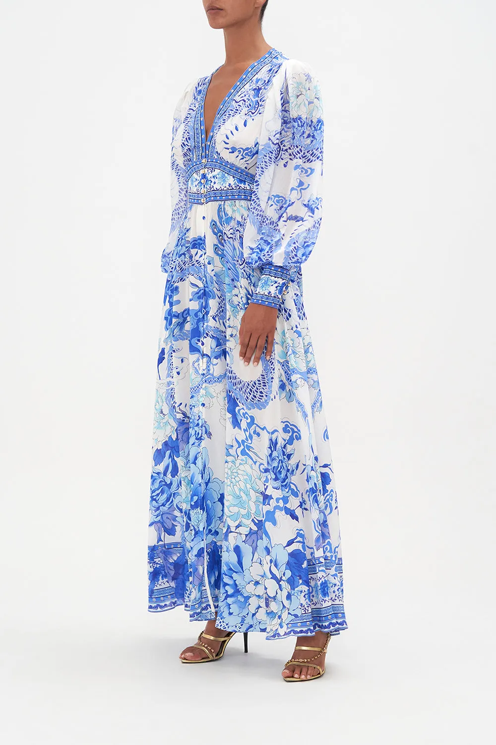 BUTTON DRESS WITH SHAPED WAISTBAND AND GATHERED SLEEVES HEART OF A DRAGON sold by Camilla product image thumbnail 4