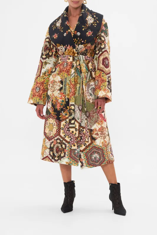 QUILTED LONG WRAP COAT STITCHED IN TIME sold by Camilla