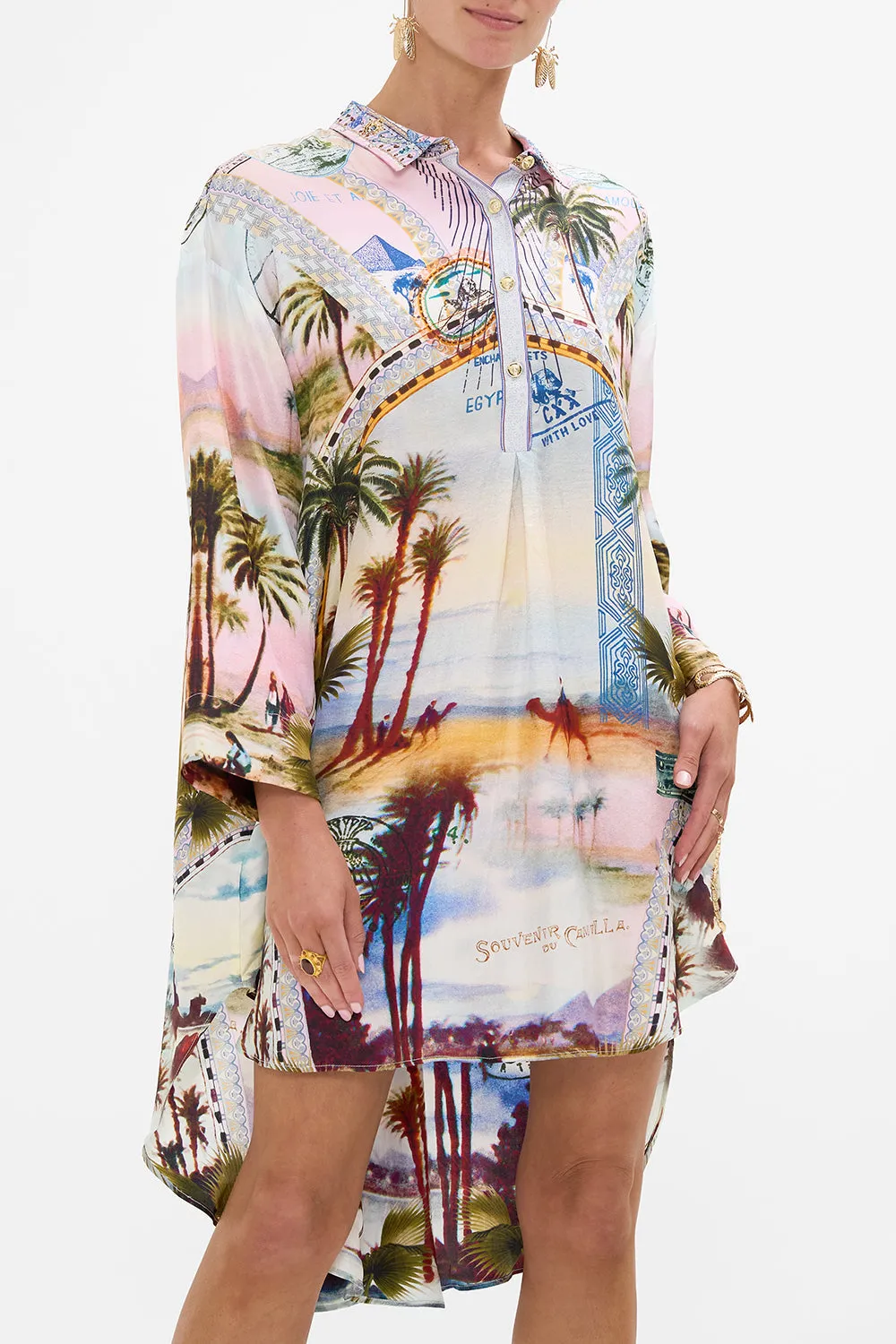 RELAXED HIGH LOW SHIRT DRESS CALL ME IN CAIRO sold by Camilla product image thumbnail 5