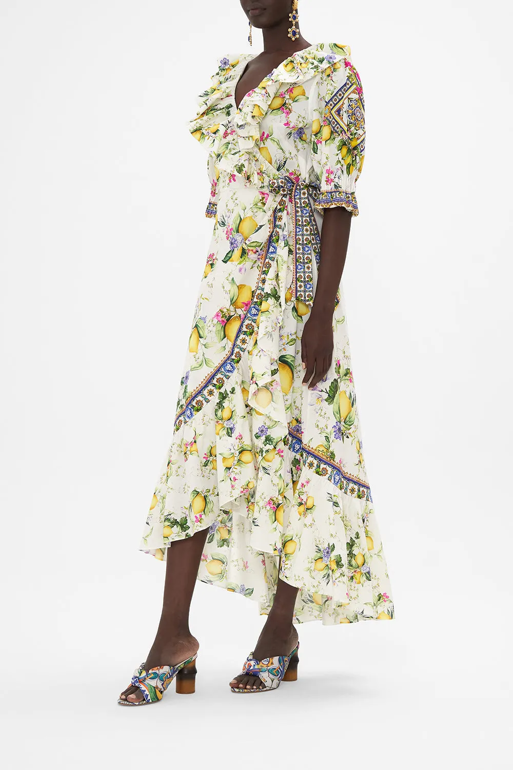 MAXI WRAP DRESS WITH PUFF SLEEVE CATERINA SPRITZ sold by Camilla product image thumbnail 4