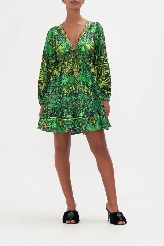 SHORT TIE FRONT BLOUSON DRESS GORILLA GROOVE sold by Camilla