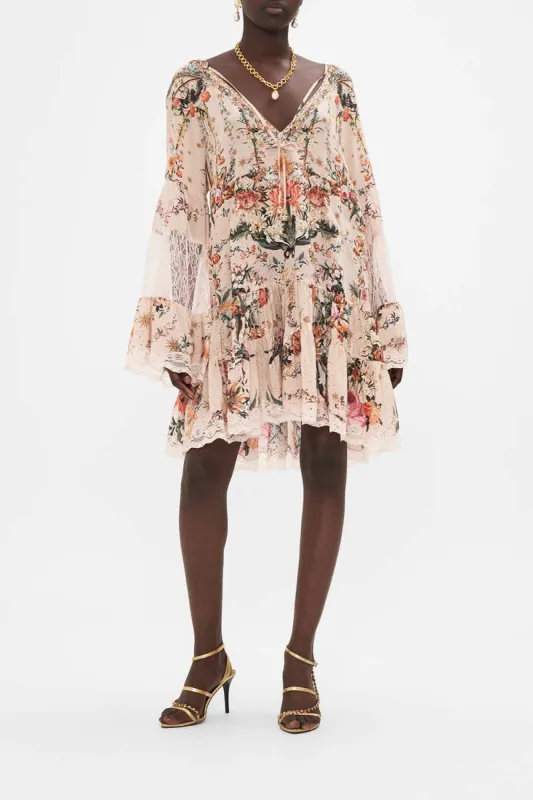 A-LINE GATHERED PANEL DRESS WITH LACE ROSE GARDEN REVOLUTION sold by Camilla