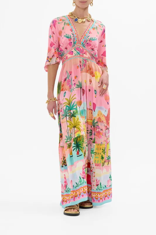 WAISTED DRESS WITH HEM RUFFLE SISTER SUNSET sold by Camilla