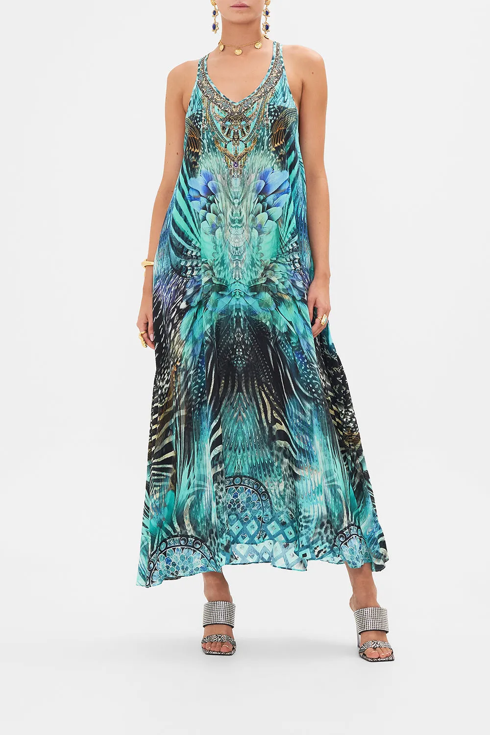 V NECK RACERBACK DRESS AZURE ALLURE sold by Camilla